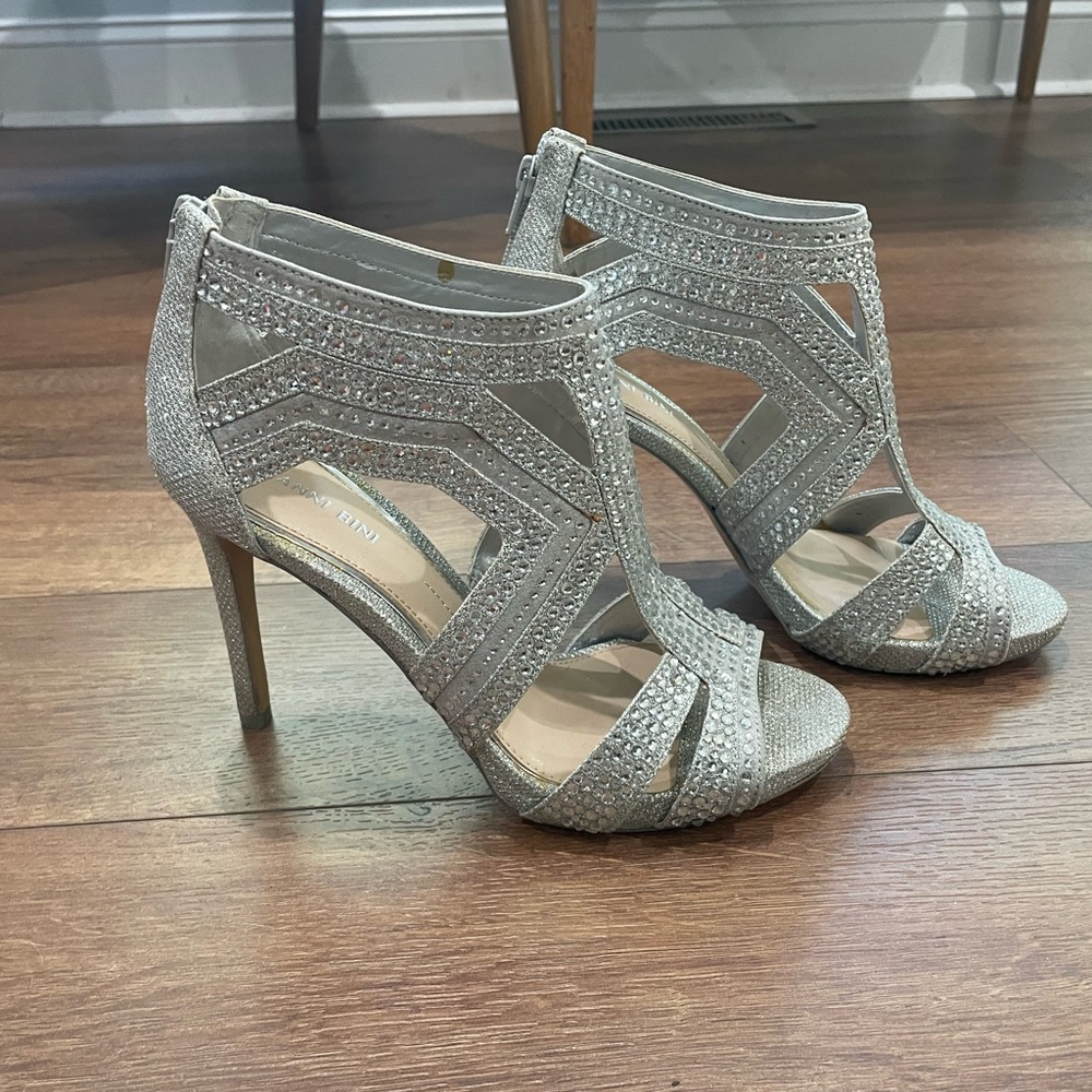 Gianni Bini Silver Rhinestone Stiletto Heels